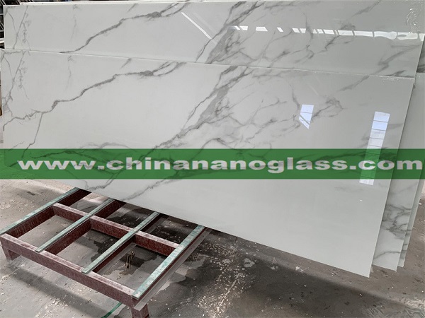 Calacatta Nano Glass Slab kitchen countertop