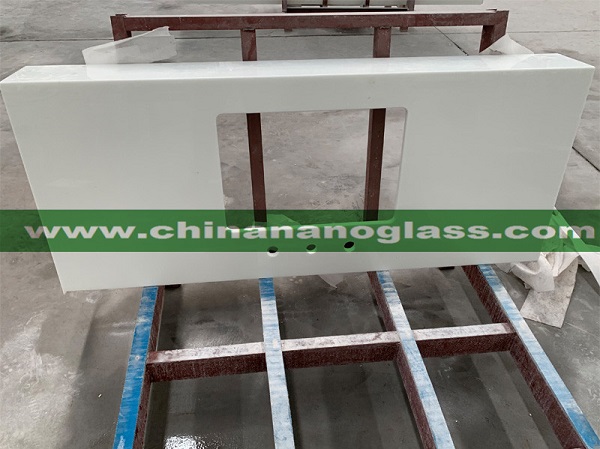 white nanoglass kitchen counter top 